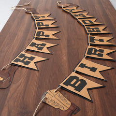 Oudain Western birthday banner for quick, festive wall display.