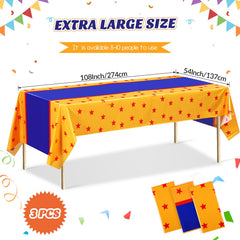 Oudain yellow blue red stars tablecloth adds vibrant party color