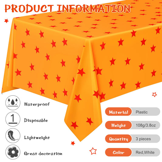 Oudain tablecloth with yellow red stars print for birthday party centerpiece and color boost.