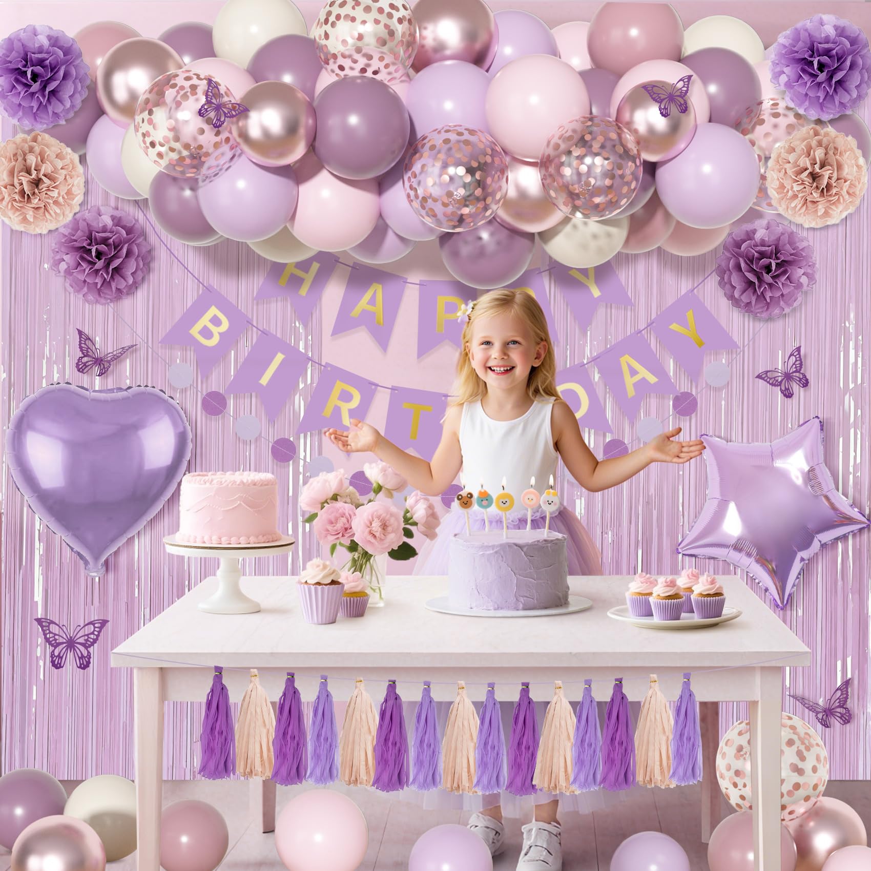 Ouddy Party butterfly-decor accents enhance whimsical party ambiance.