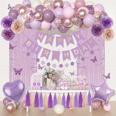 Ouddy Party dusty purple balloons brighten birthday spaces with a bold, coordinated look.