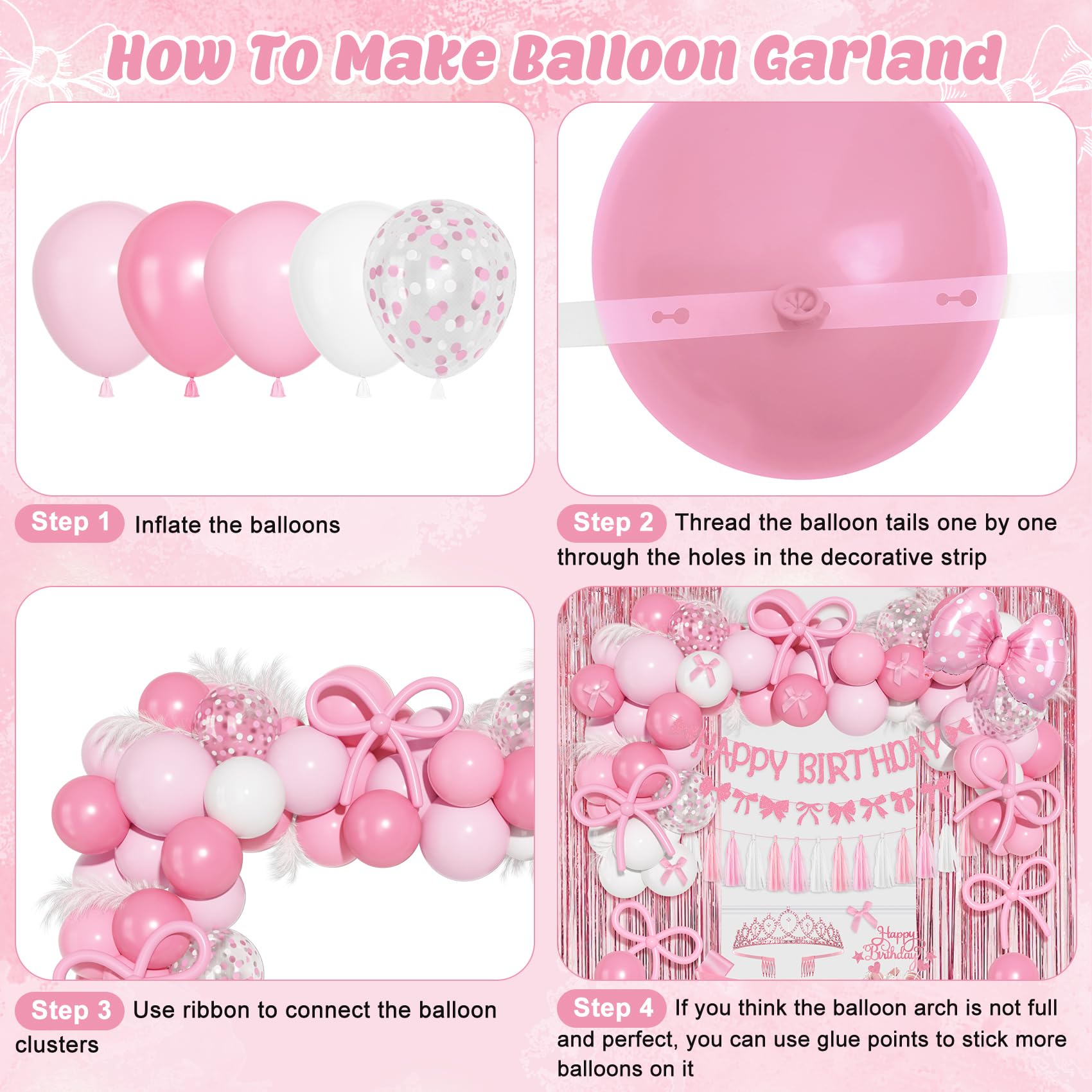 Ouddy Life bow foil balloon adds a shiny focal point to the display.