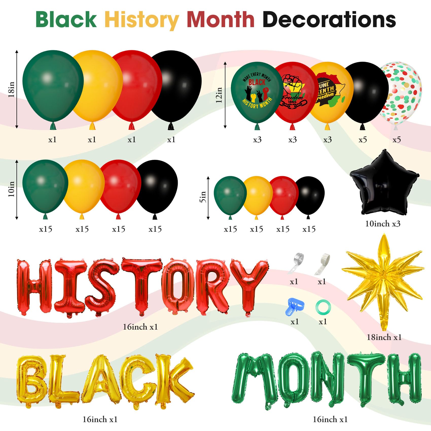 Ouddy Life multicolor latex balloons in green red yellow black add lively color schemes