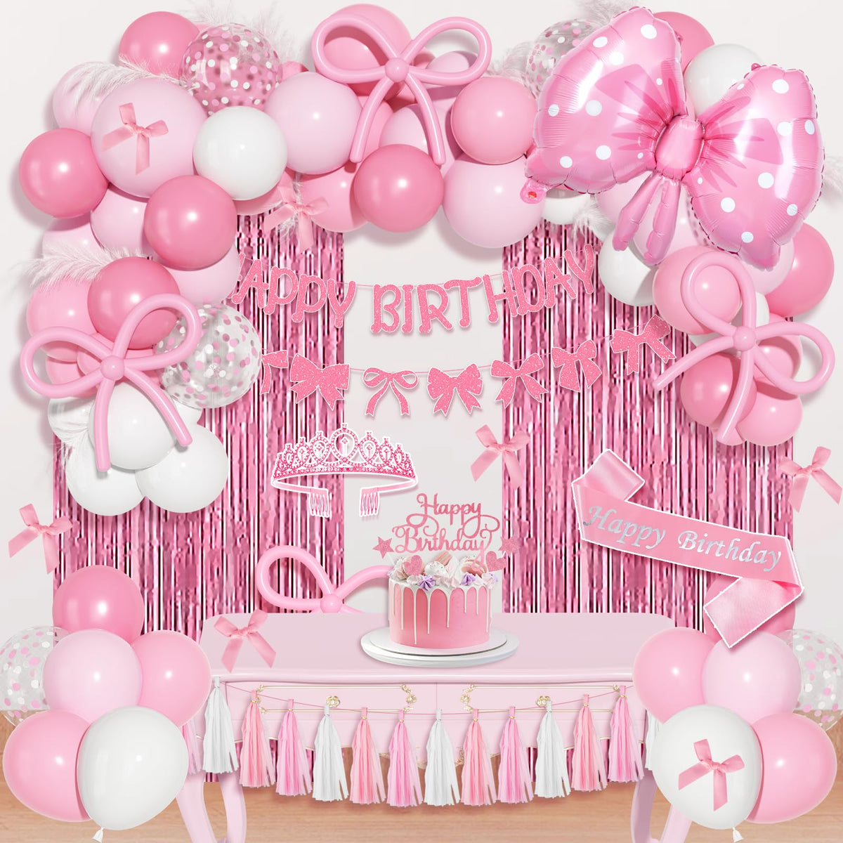 Ouddy Life pink bow balloons create a chic focal point for a coquette themed party.