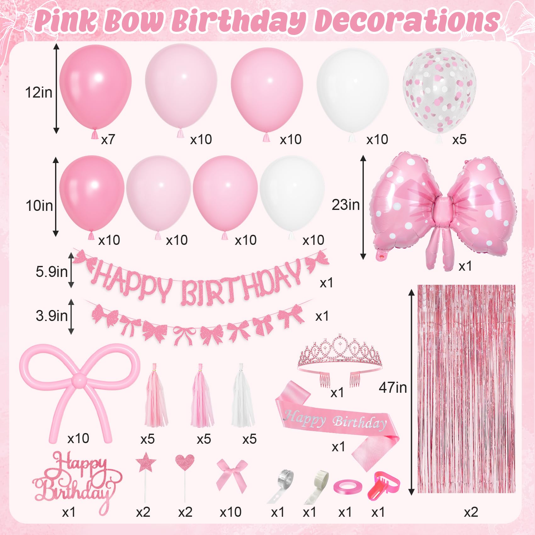 Ouddy Life pink bow garland adds delicate elegance to the cake table.