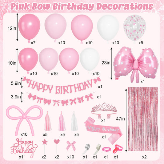Ouddy Life pink bow garland adds delicate elegance to the cake table.