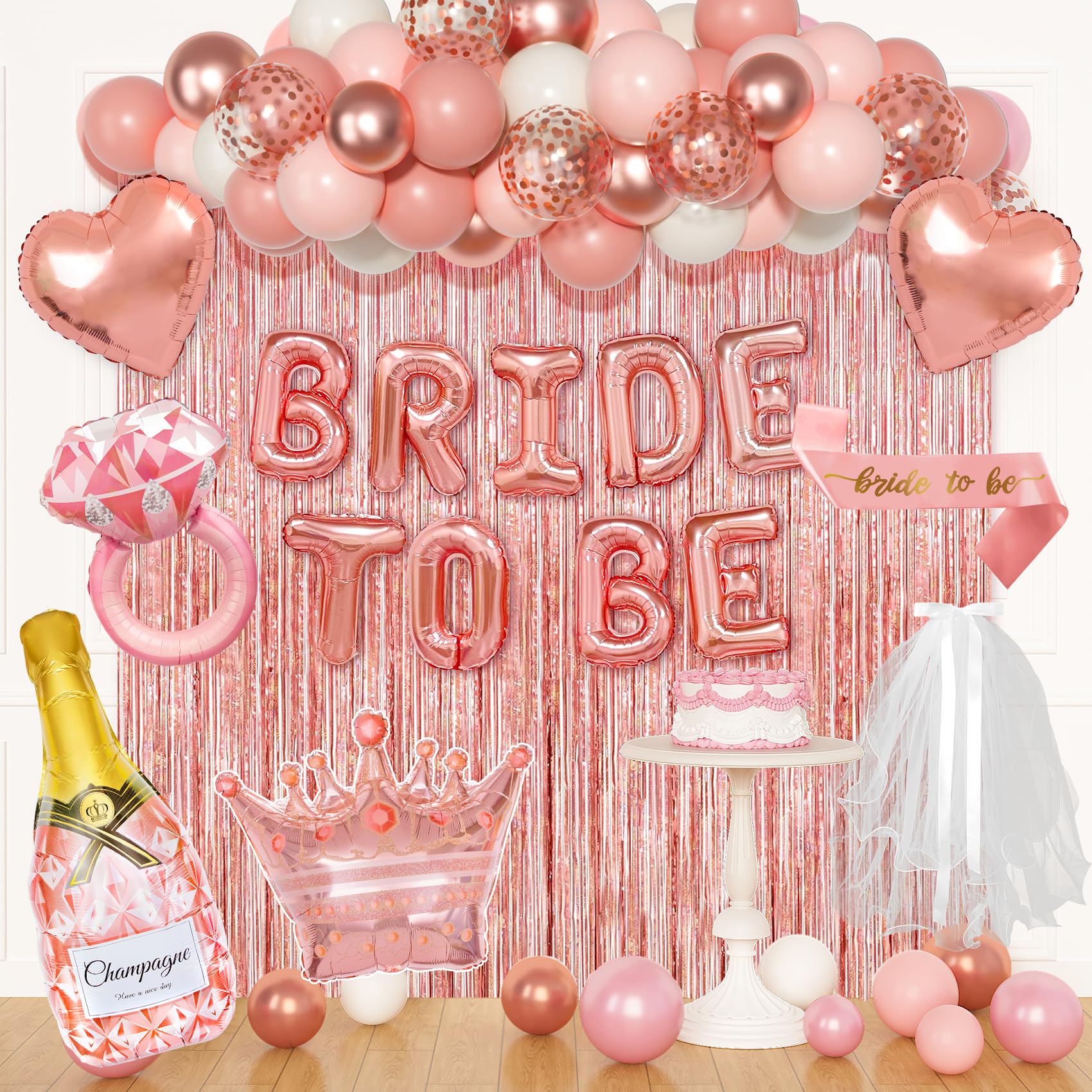 Ouddy Life rose gold sash and crown for a stylish bride-to-be moment