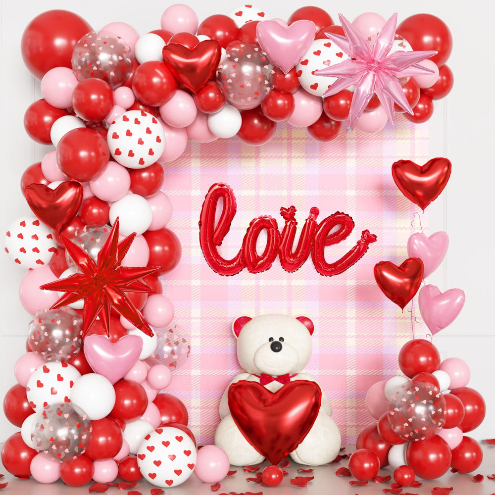 Ouddy Life 169Pcs valentines arch kit in pink, red, white creates romantic decor.