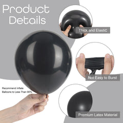 Ouddy Party 10in black balloons add depth to garlands and table decor.