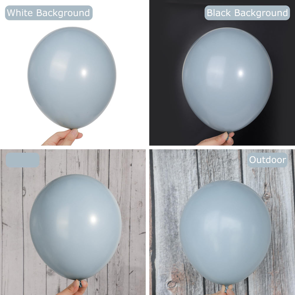 Ouddy Party dusty blue balloons 5-inch add delicate centerpiece accents.