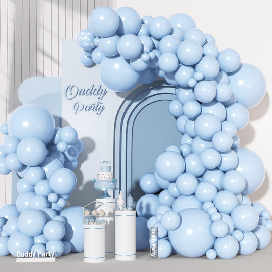 Ouddy Party 129Pcs light blue balloon arch kit for stylish events and photo moments