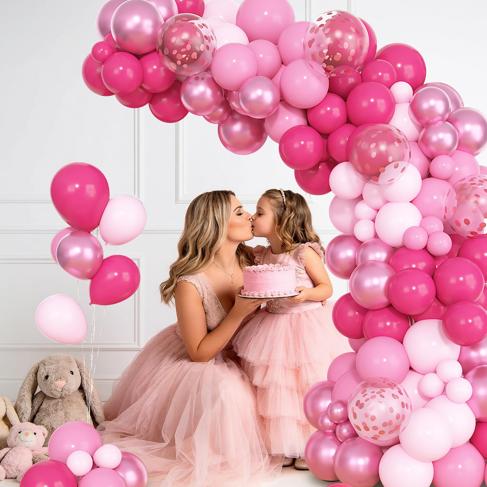 Ouddy Party 12in pink confetti balloons for festive sparkle and photo ops.