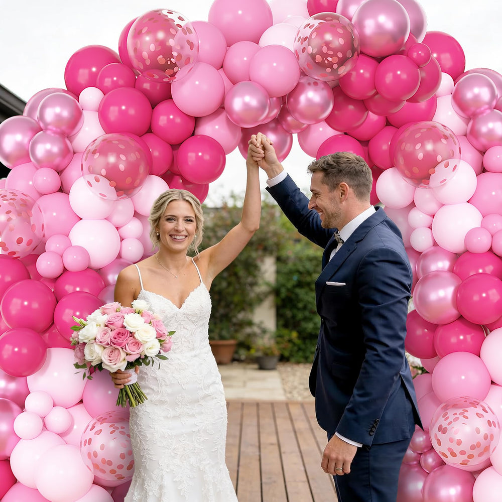Ouddy Party 12in pink metallic balloons for shiny focal confetti moments.