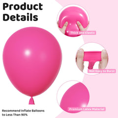Ouddy Party 12-inch magenta pink balloons ideal for photos