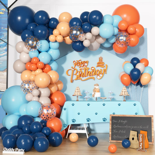 Ouddy Party 170Pcs blue and orange balloon arch kit for elegant decor