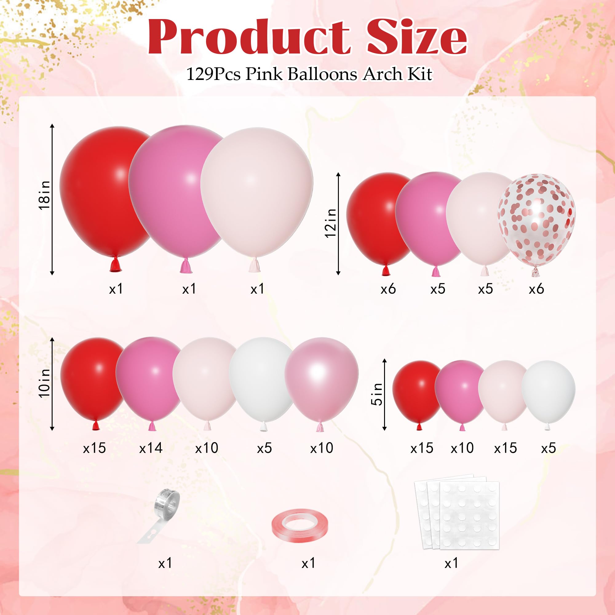 Ouddy Party 18in red rose red pastel pink balloons create a bold statement backdrop.