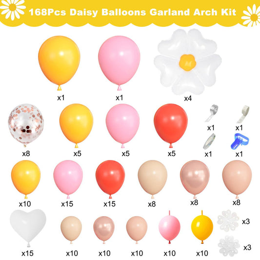 Ouddy Party 18in daisy balloons create a focal backdrop for photos.