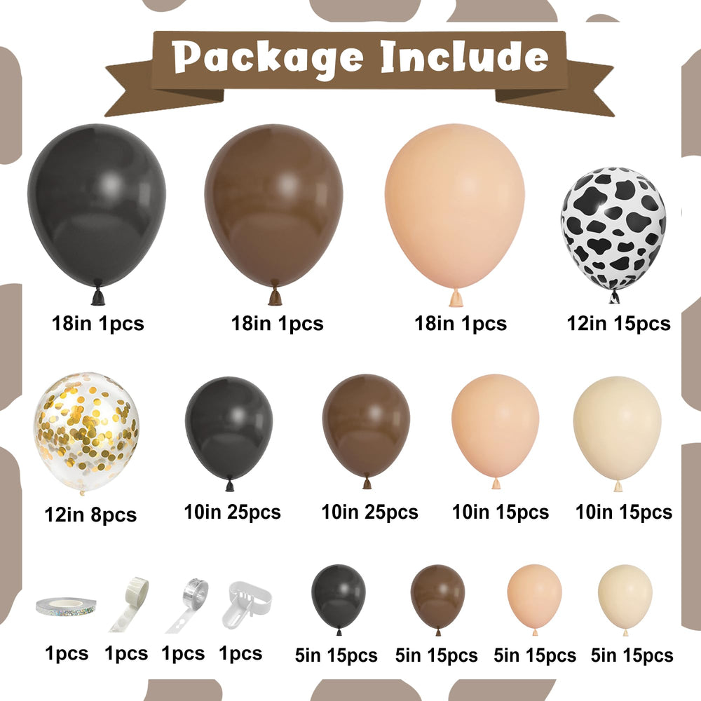 Ouddy Party 18inch matte balloons in brown black nude create a bold western color palette