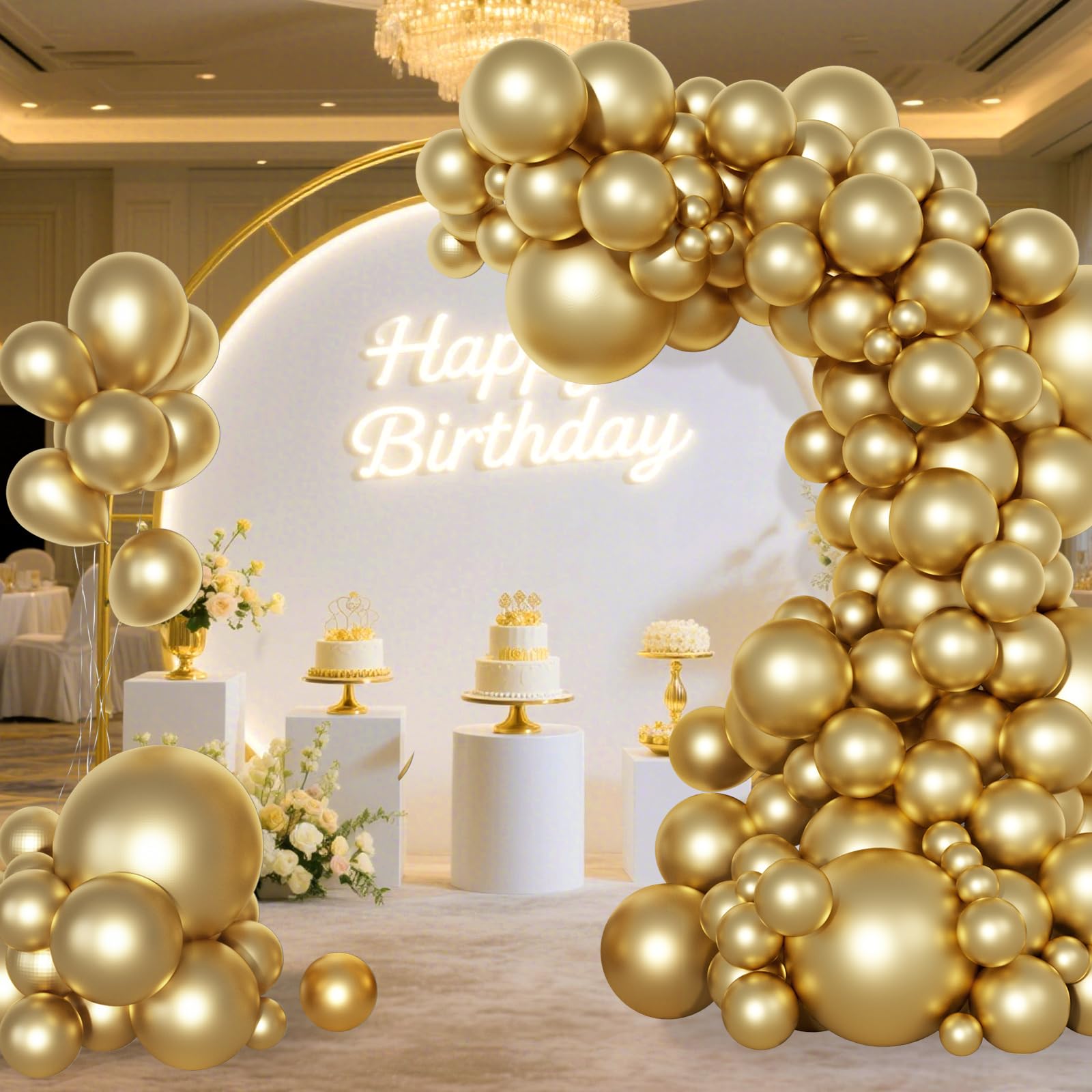 Ouddy Party 5-inch gold balloons for sparkling accents and favors.