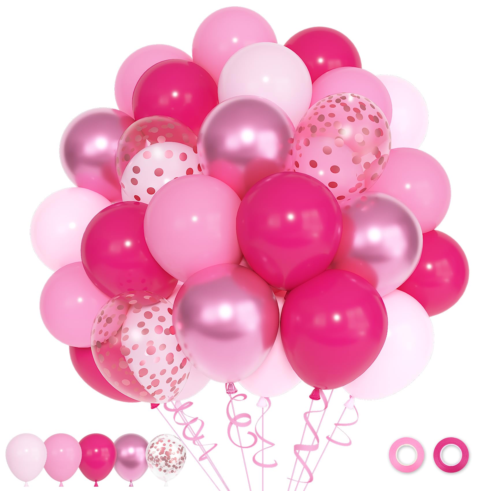 Ouddy Party 72pcs pink balloons set for vibrant backdrops and garland creations.