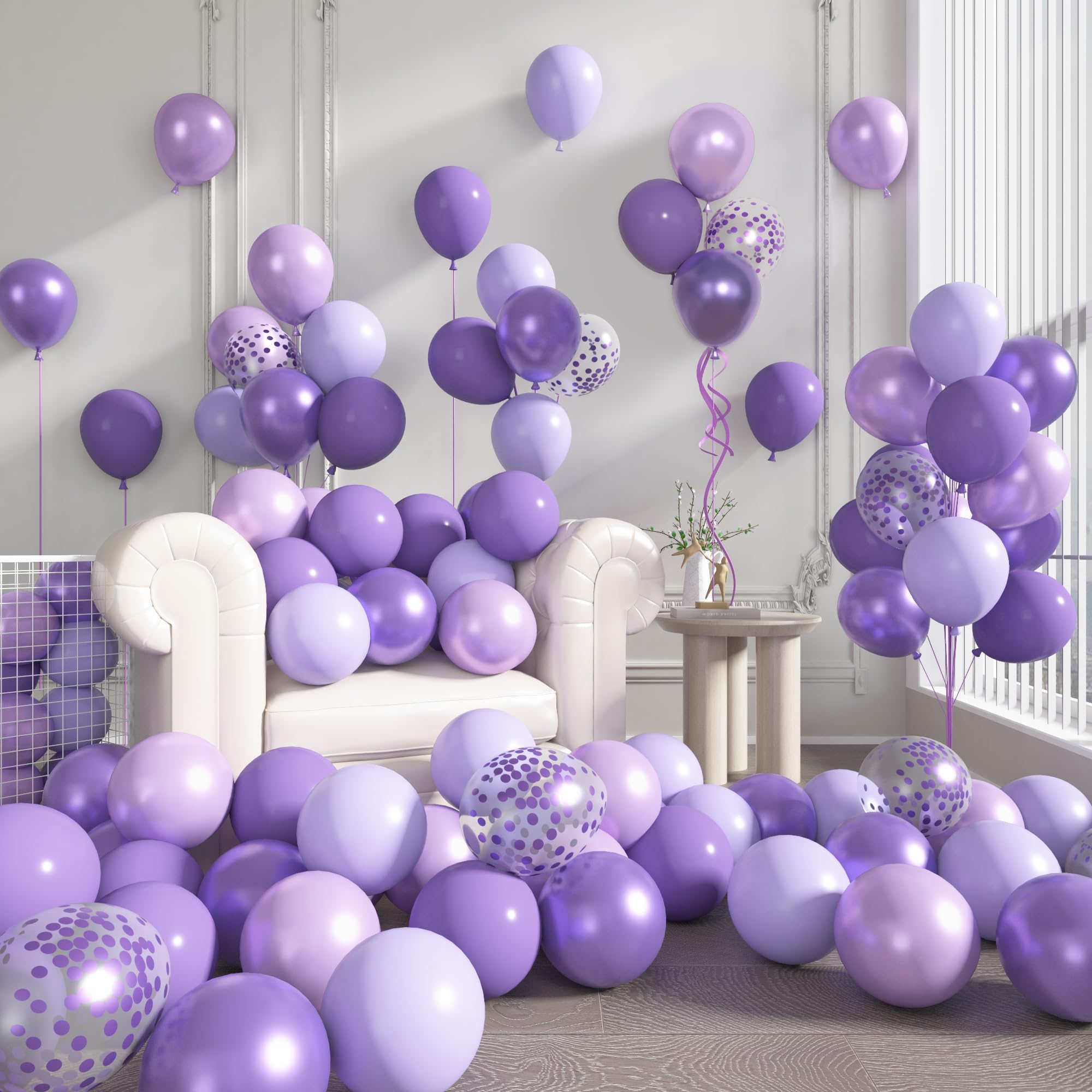 Ouddy Party 72pcs metallic light purple balloons add chic shine to venues
