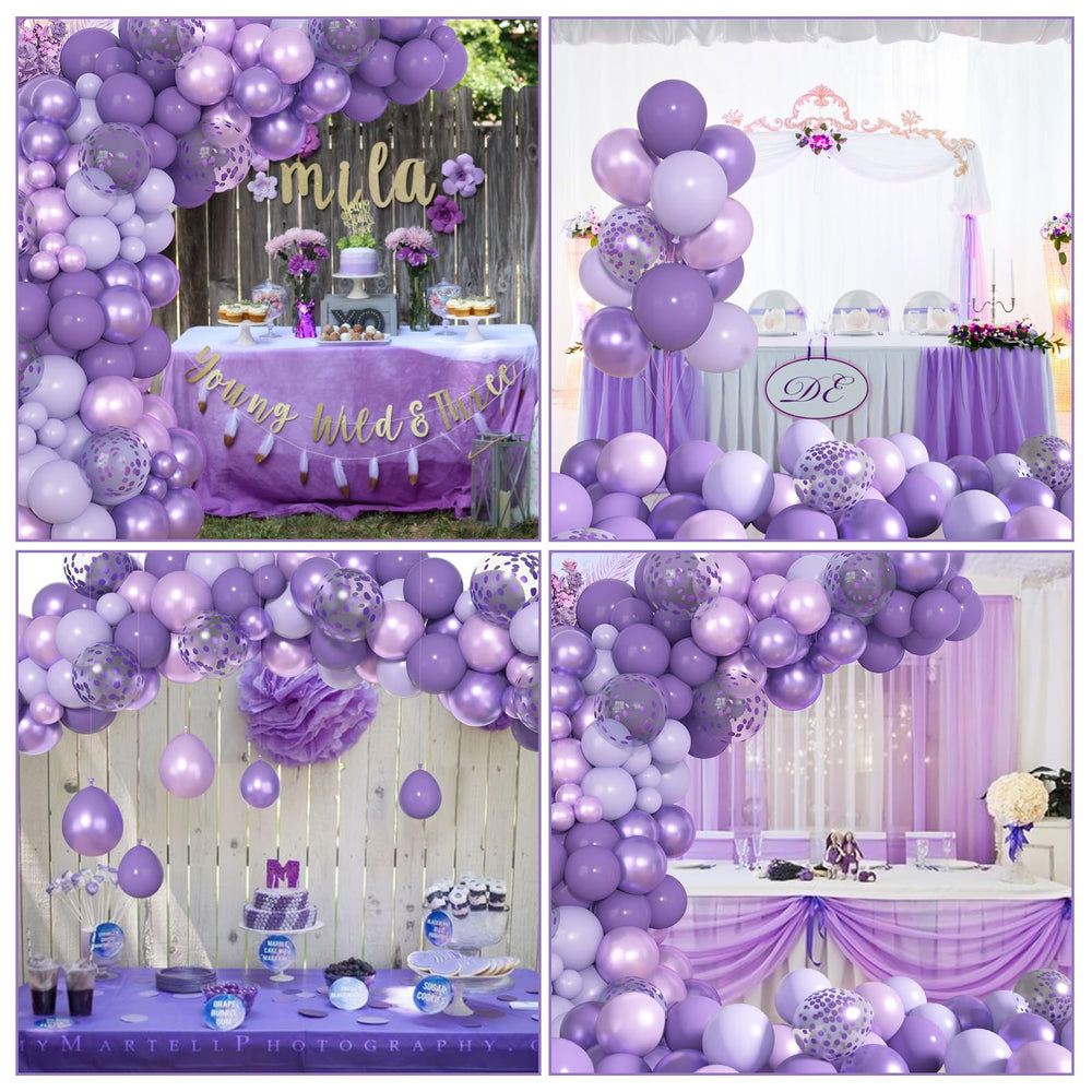 Ouddy Party 72pcs purple balloons set supports versatile purple-themed celebrations