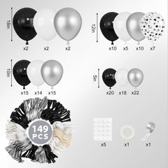 Ouddy Party 10in and 5in black and silver balloons for versatile party decor