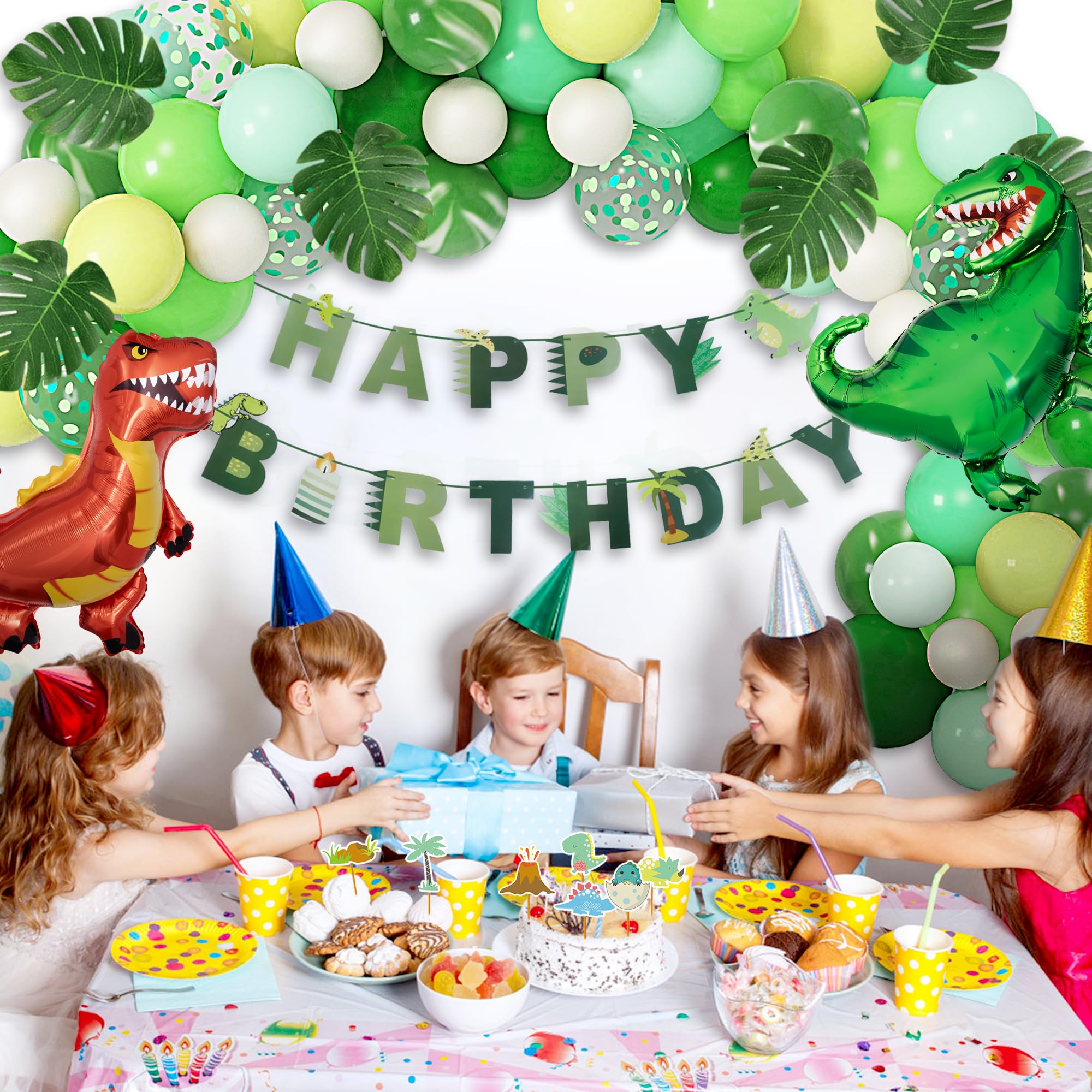 Ouddy Party balloon pack in green, white, and yellow enhances color coordination