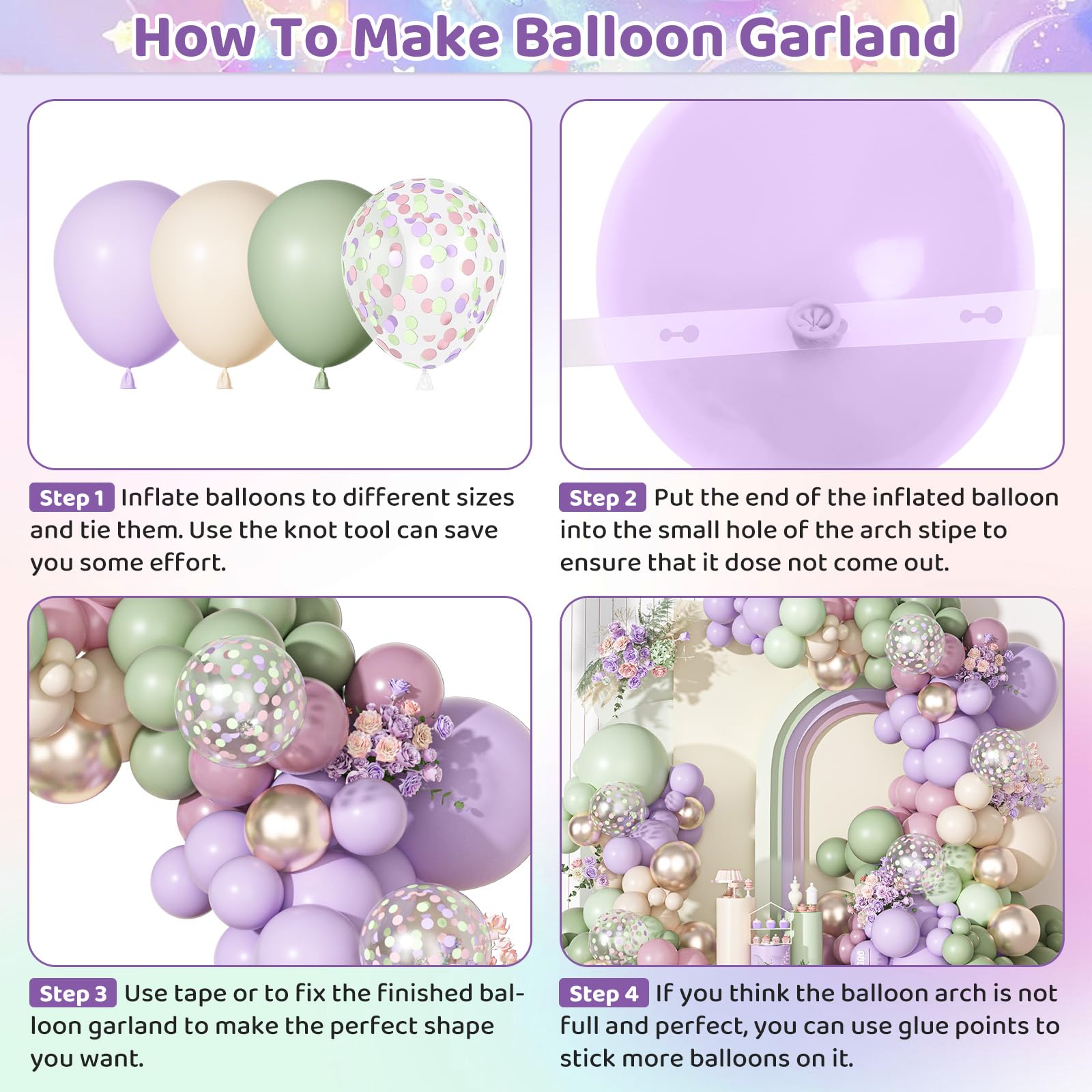 Ouddy Party included balloon tools simplify inflation and arch shaping.