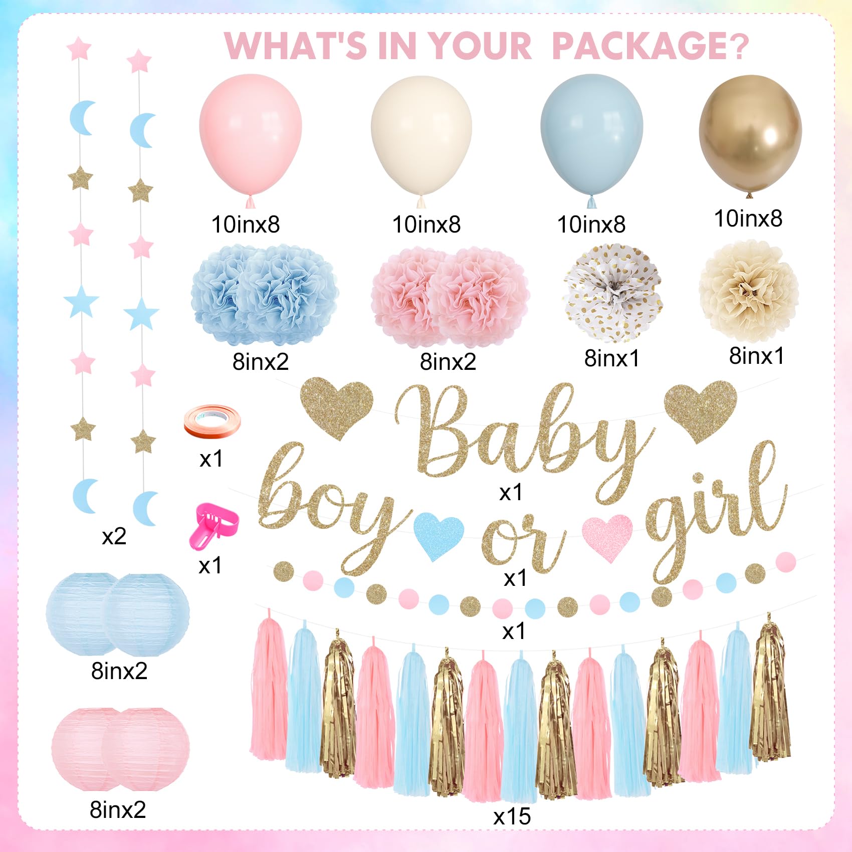 Ouddy Party baby boy/girl banner for clear gender cues