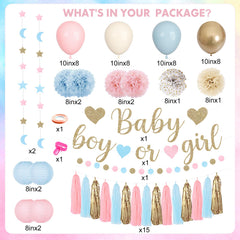 Ouddy Party baby boy/girl banner for clear gender cues
