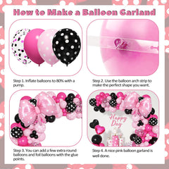 Ouddy Party black dot pink dot latex balloons create a playful color mix for décor.
