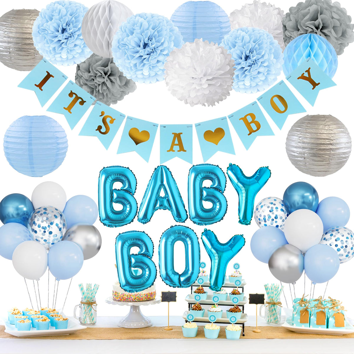 Ouddy Party its a boy banner decor for baby shower photos