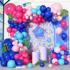 Ouddy Party blue-pink balloon arch kit backdrop for celebrations.