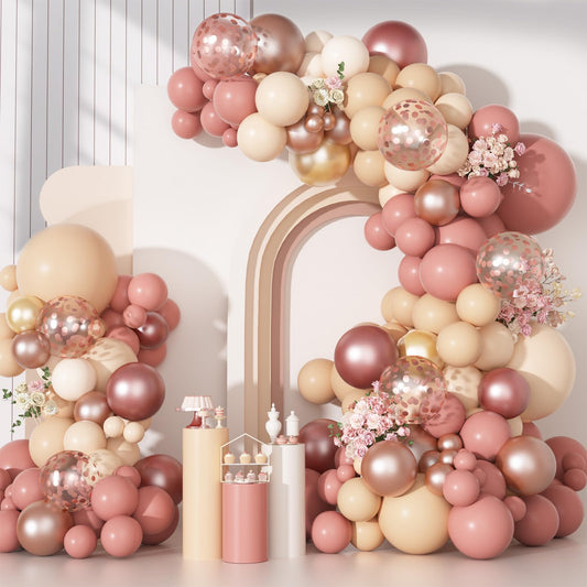 Ouddy Party blush balloons arch kit in dusty pink for elegant weddings.