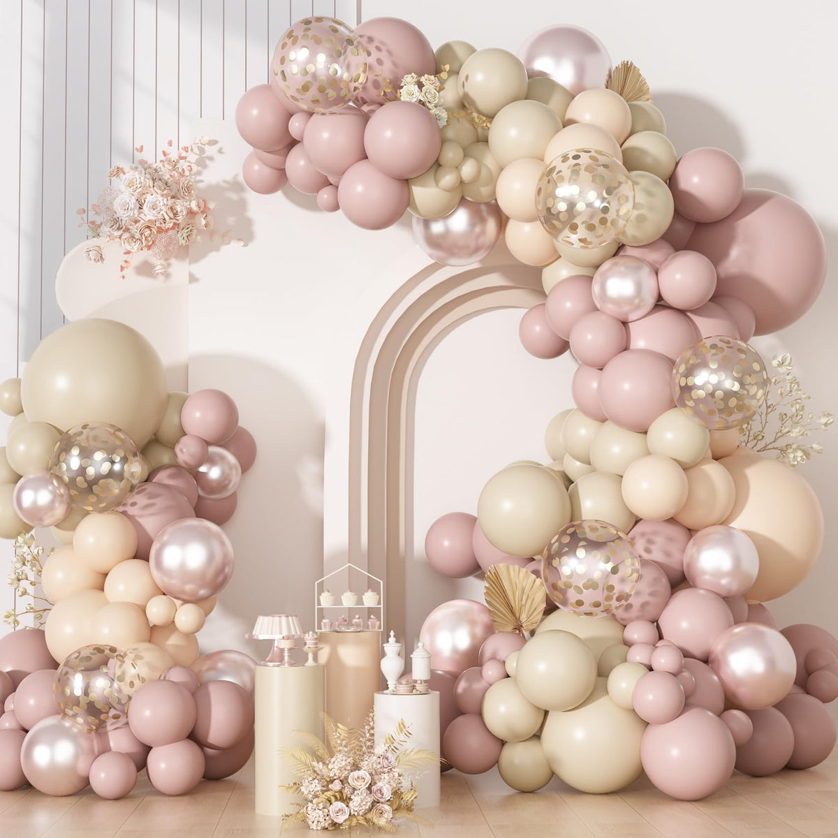 Ouddy Party boho dusty pink 18-inch balloon, ideal centerpiece for elegant events.