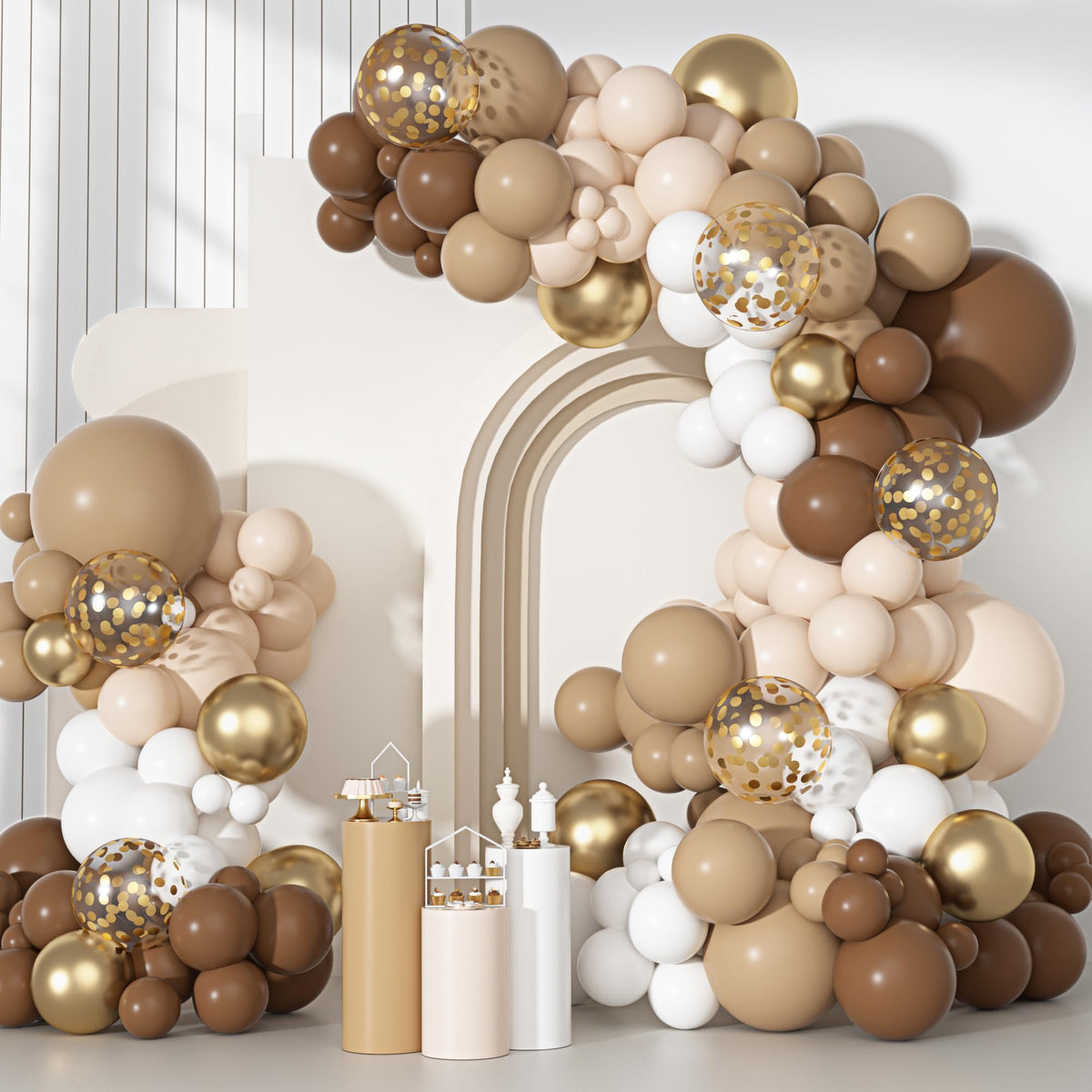 Ouddy Party brown arch kit with 18-inch balloons for elegant event backdrop