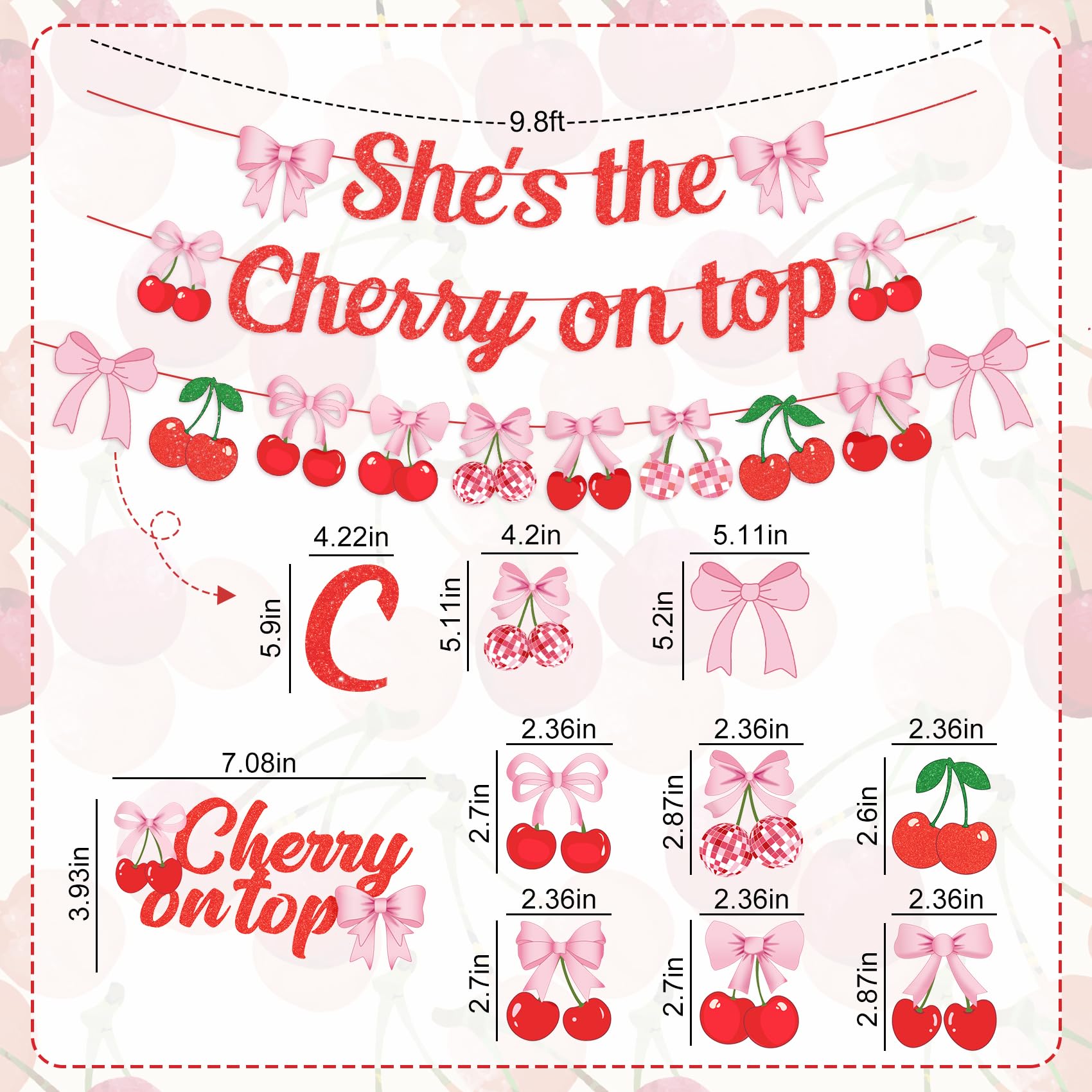 Ouddy Party cherry on top cake toppers brighten dessert display.