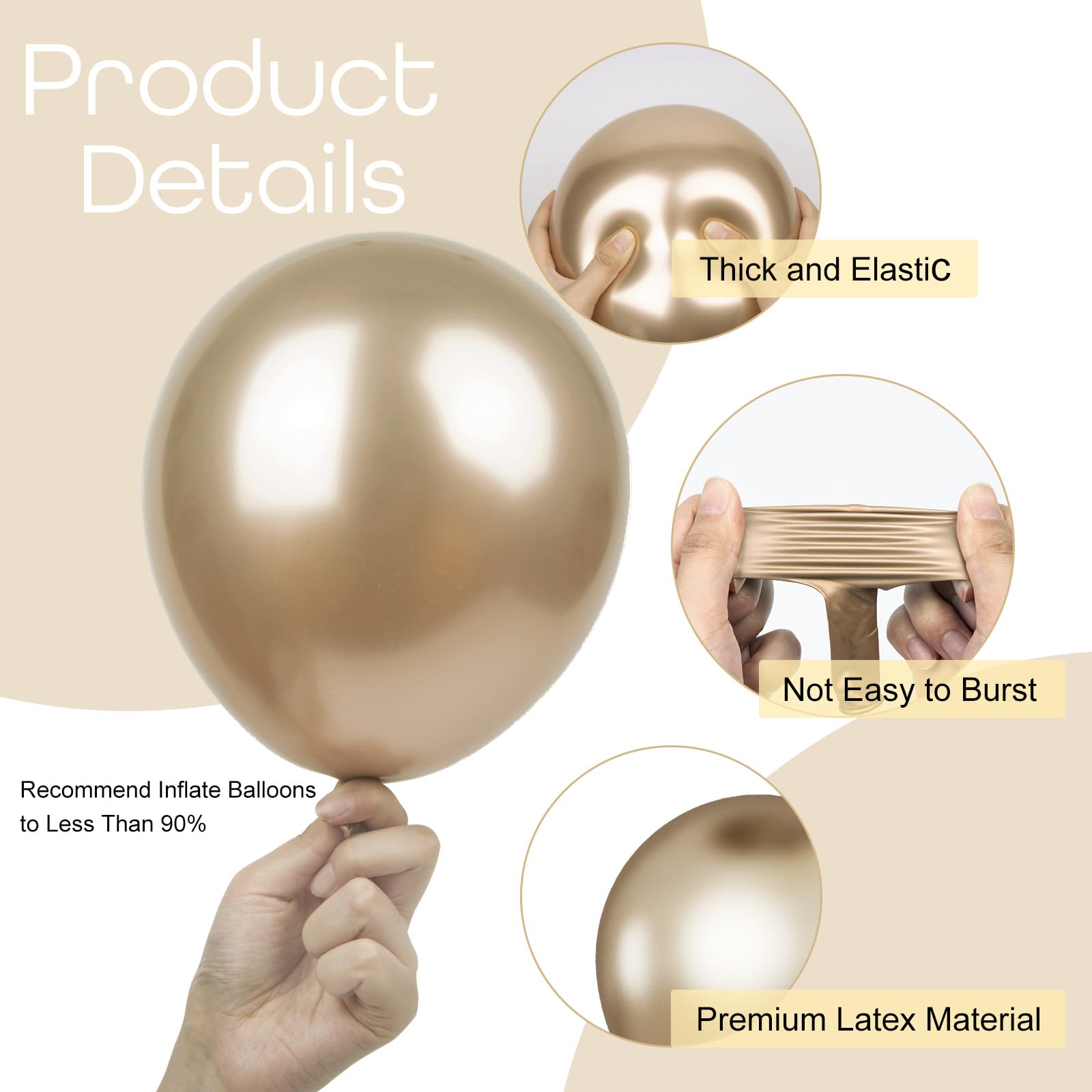 Ouddy Party chrome gold balloons 10 inch create elegant balloon clusters for events