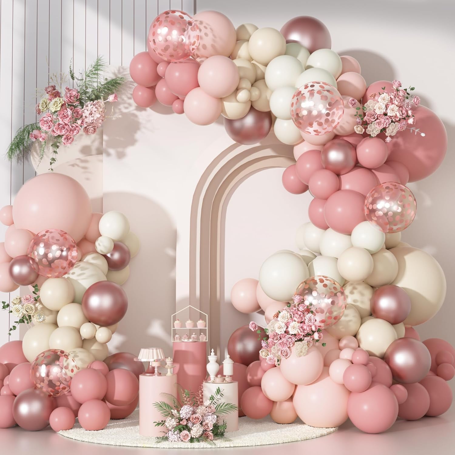 Ouddy Party dusty pink 18in balloon arch for elegant baby showers