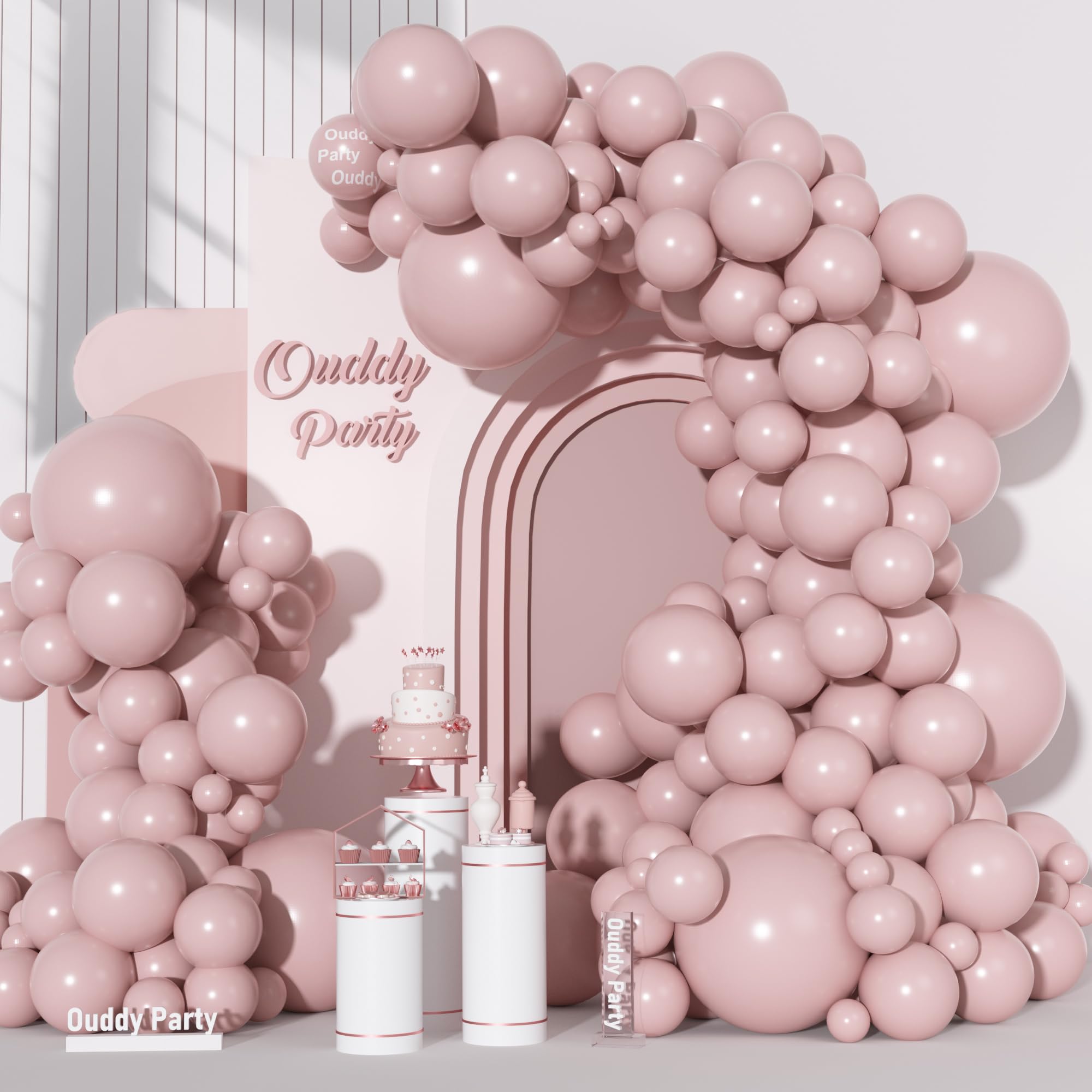 Ouddy Party dusty pink 18in balloons for a luxe all-ages party backdrop