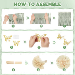 Ouddy Party foil fringe curtain in sage-green for dramatic entryways