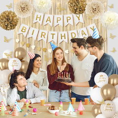 Ouddy Party happy birthday banner and heart banner highlight the focal message.