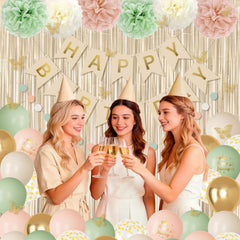Ouddy Party happy birthday banner ties the theme together at a glance.