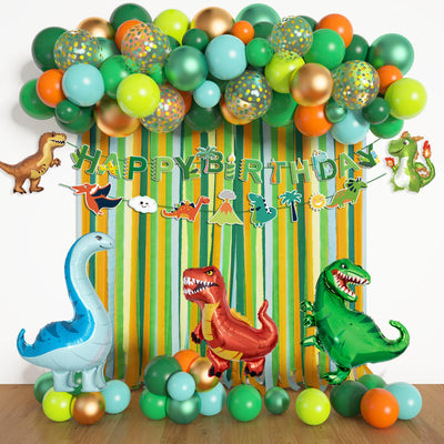 Ouddy Party happy birthday dinosaur banner brightens the party space with playful flair