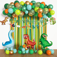 Ouddy Party happy birthday dinosaur banner brightens the party space with playful flair