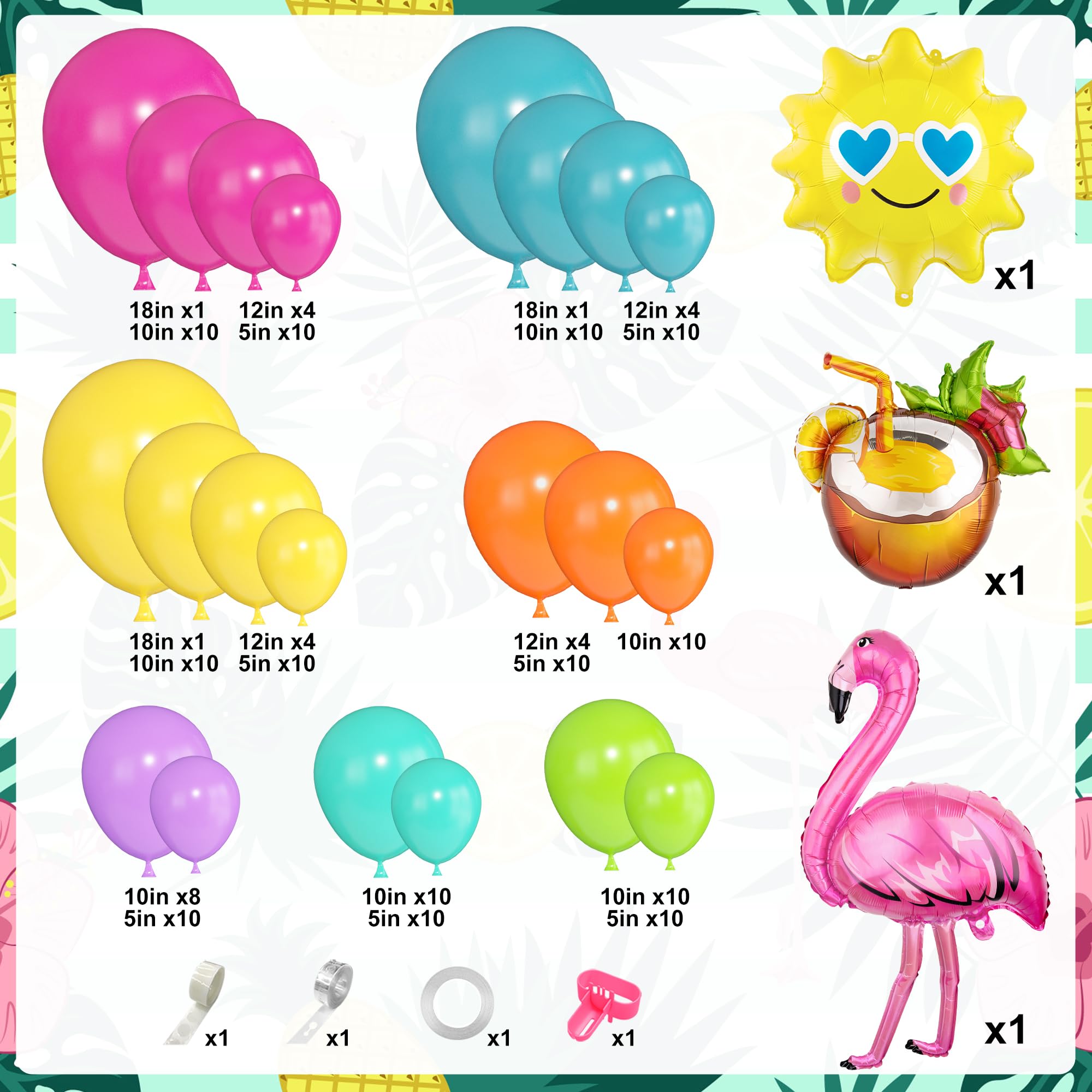 Ouddy Party Hawaii 12in balloons ideal for tropical themed celebrations