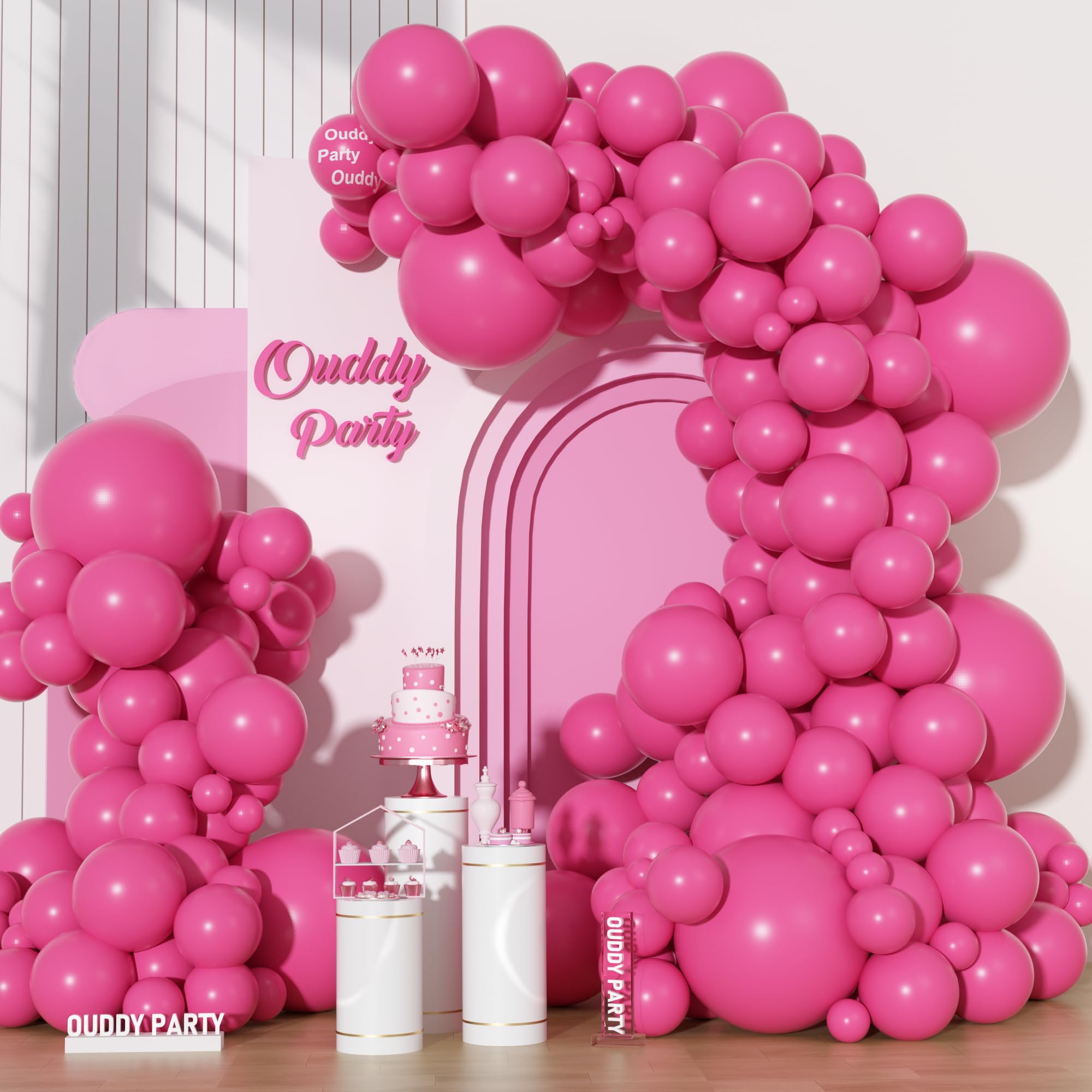 Ouddy Party hot pink balloons assortment ready for vibrant party decor