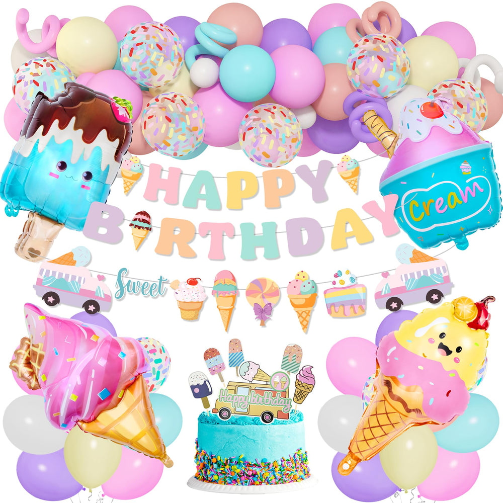 Ouddy Party ice cream balloon creates a cute birthday photo backdrop