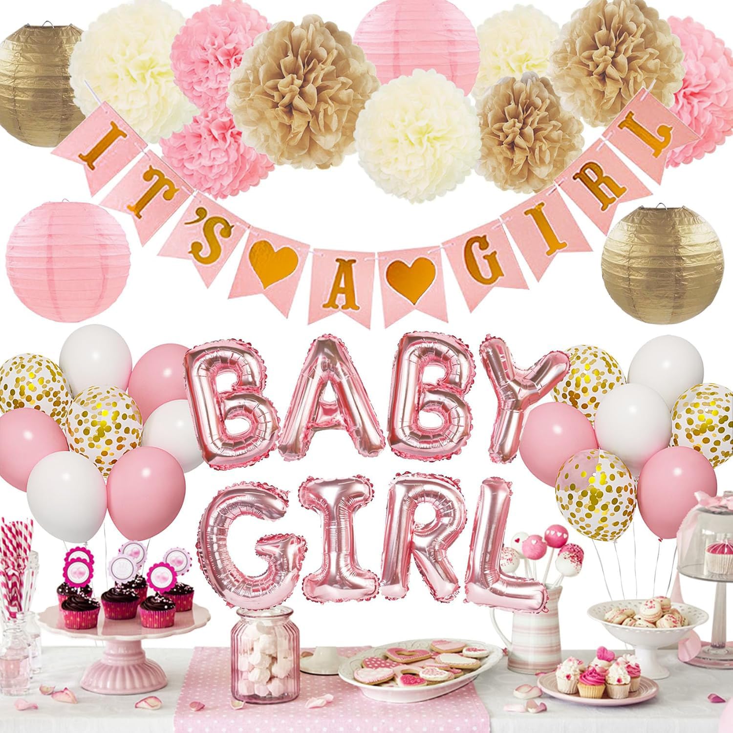 Ouddy Party its a girl banner adds a warm focal point for gender reveal celebrations